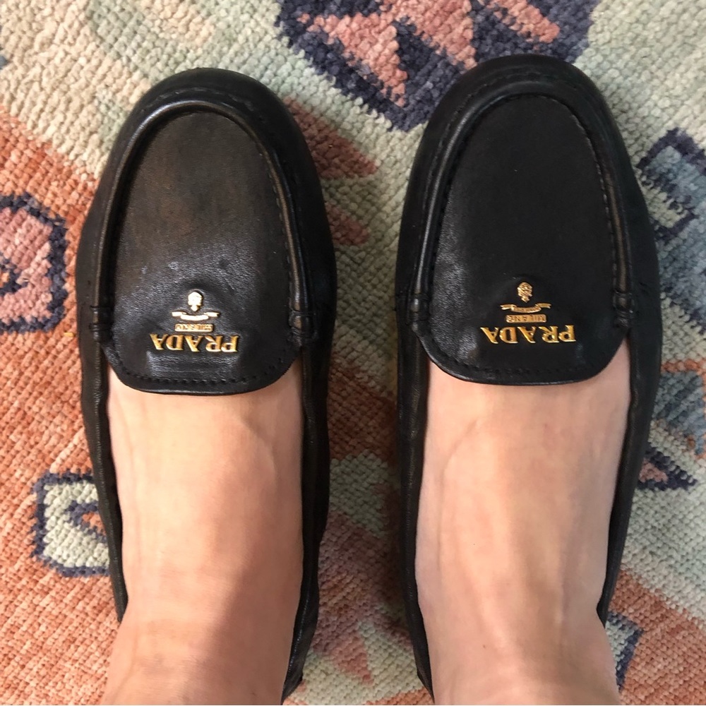 PRADA Calzature Nappa Aviator Nero Loafers. Black 38.5.